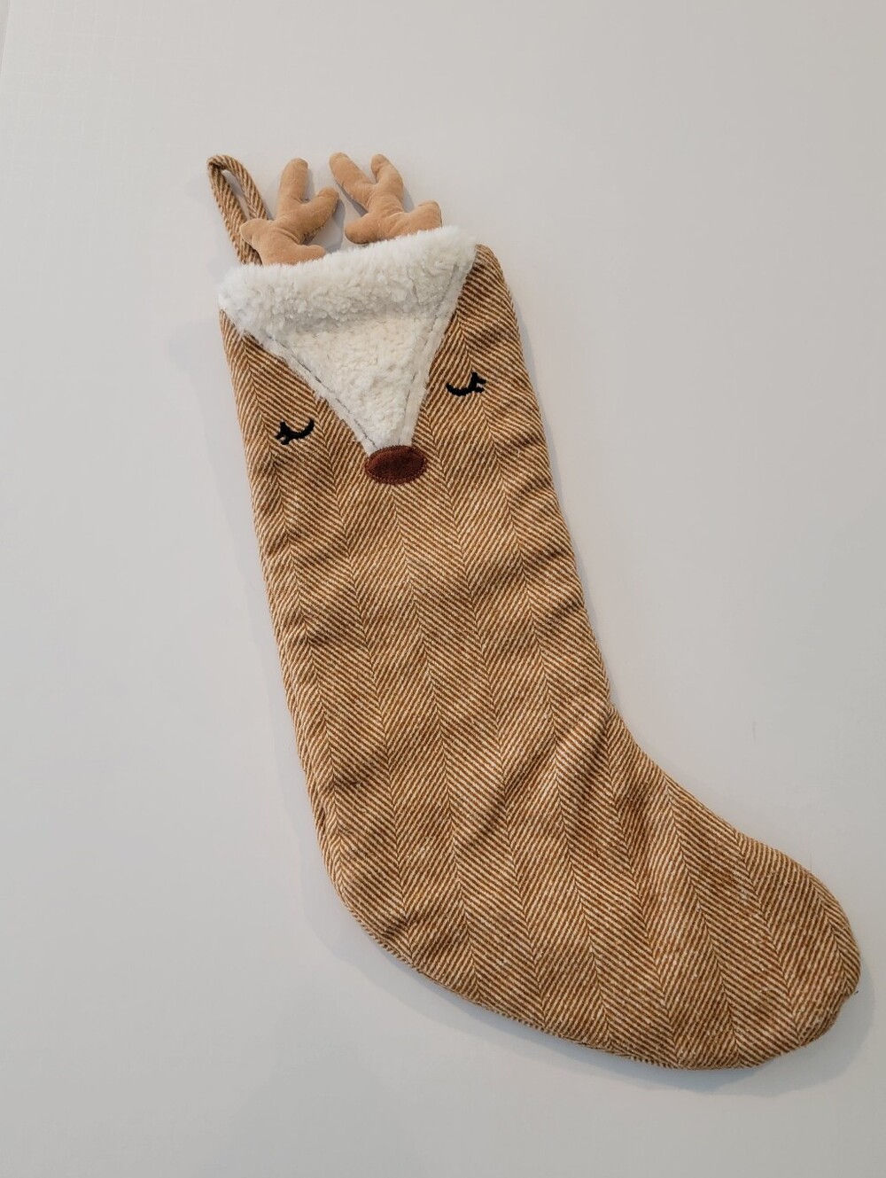 Wondershop Herringbone Reindeer Plush Christmas Stocking plush antlers